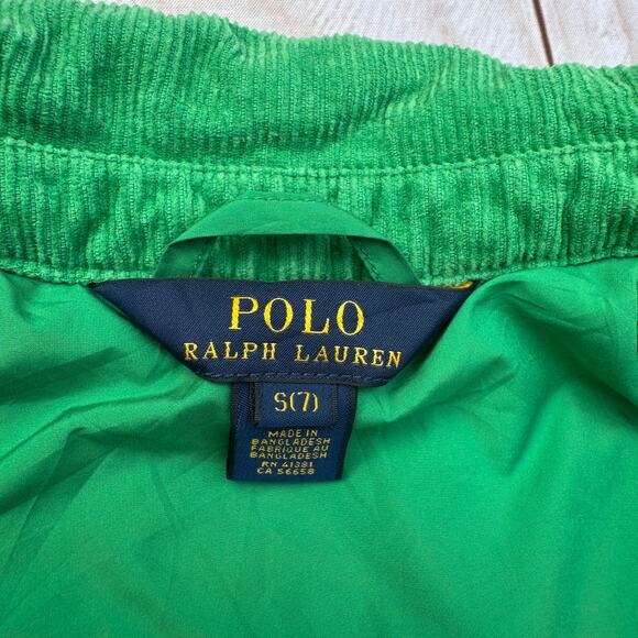 Polo Ralph Lauren Girls Size Small (7) Quilted Barn Jacket Corduroy Collar Green - Picture 5 of 6